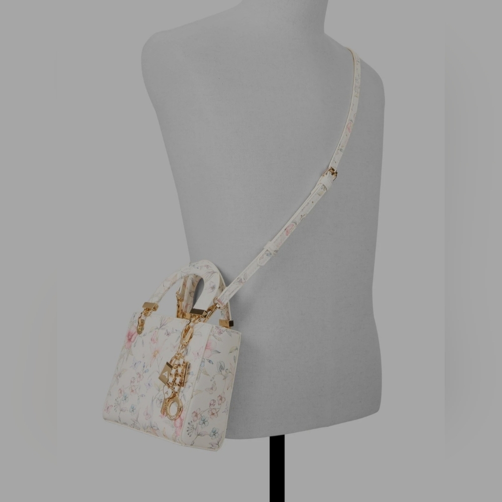 Aldo Floral Mini Bag in White with Gold Accents - Picture 4 of 4